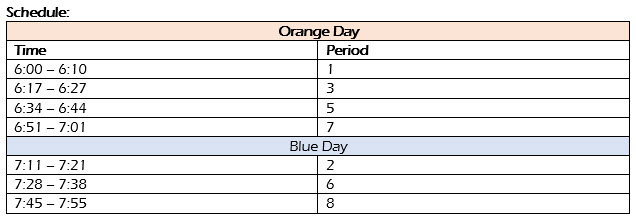 Back to School Night Schedule