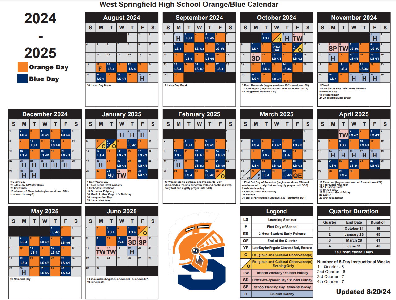 24-25 West Springfield HS Orange/Blue